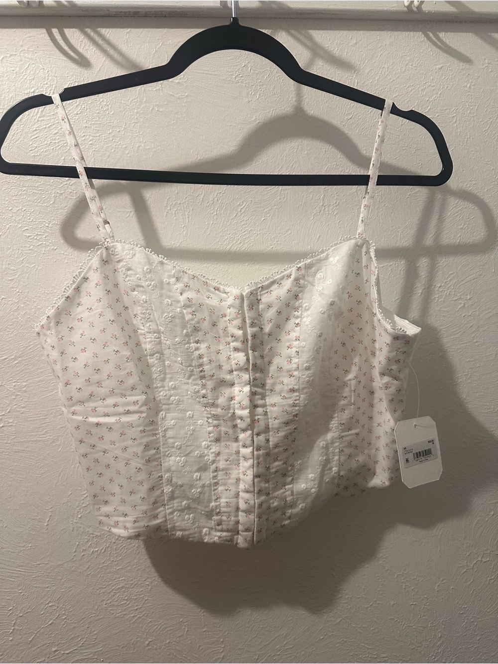 Altar'd State White Corset Floral Spaghetti-Strap Crop Top - Picture 2 of 6
